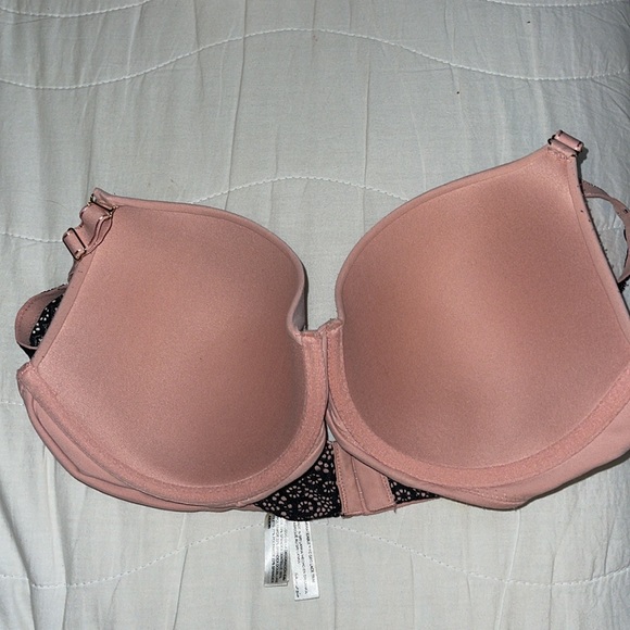 SOMA Embraceable GEO lace trim full coverage bra 36D pink with black lace trim - Picture 5 of 8